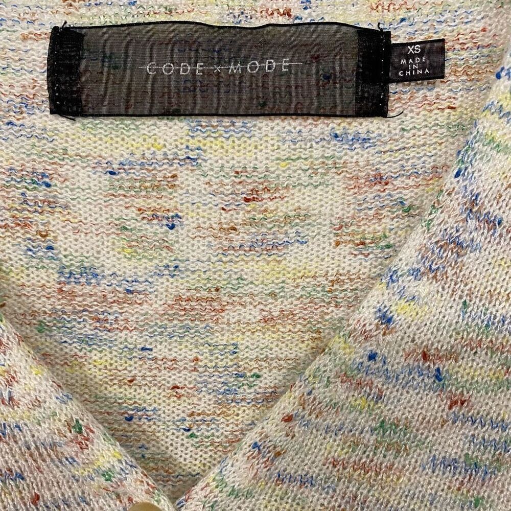 Code Mode Rainbow Space Dye Cropped Button Up Kni… - image 3